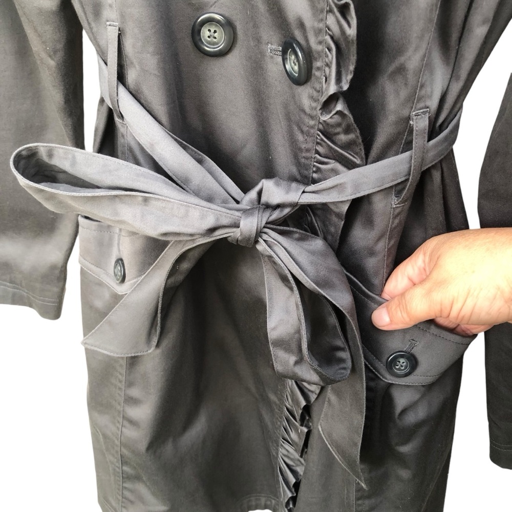 Apt 9 Charcoal Gray Ruffled Double-Breasted Trench Coat size XL - Picture 7 of 8